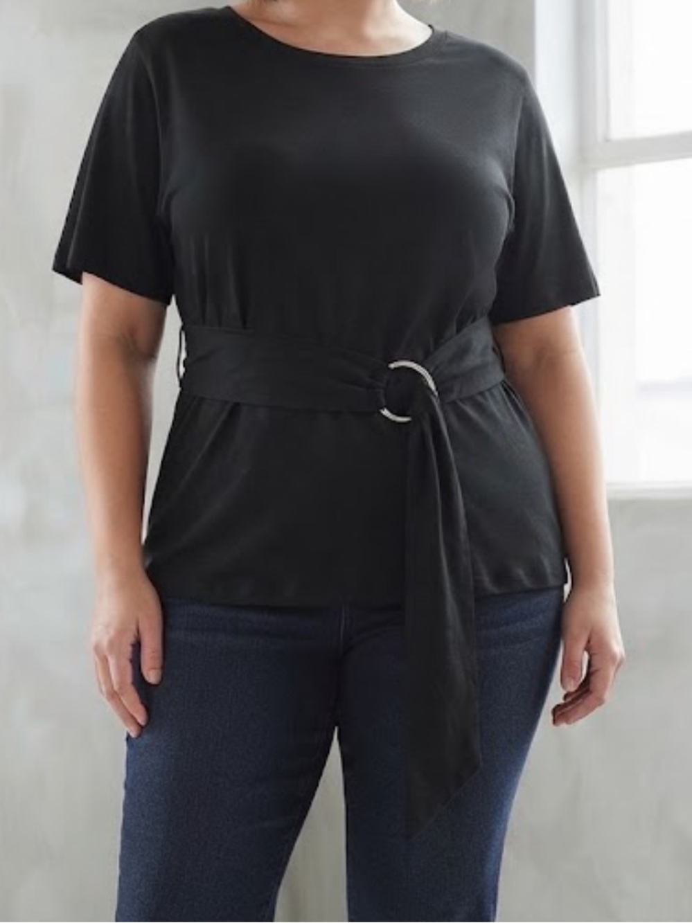 ELOQUII Black Belted T-Shirt Size 24